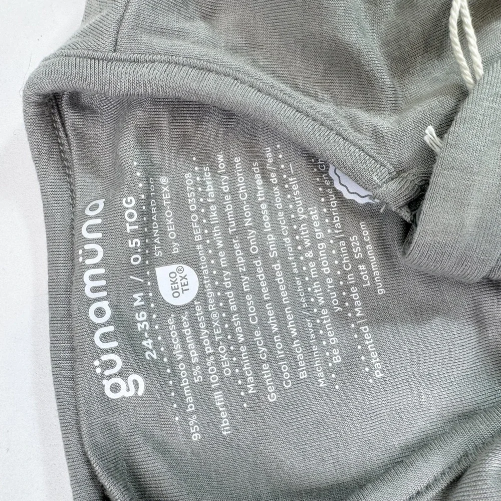 Gunamuna Sleep Bag Baby 24-36M Gray 0.5 TOG Bamboo Viscose Wearable Blanket